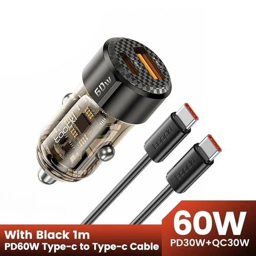 60W USB-C USB-A Car Charger Fast Charging for iPhone Samsung Xiaomi Poco USB - Picture 14 of 14