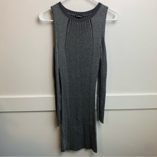 Express Gray Ribbed Cold Shoulder Long Sleeve Dress Size Medium