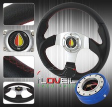 320mm Pvc Leather Steering Wheel Thin Quick Release Adapter Jdm Horn