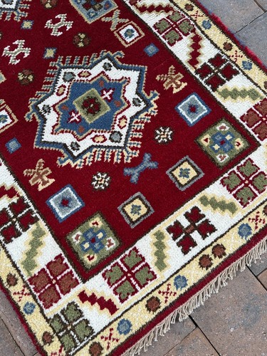 Brandneu Bunt Tribal Läufer Handgefertigt in Indien, Geometrisches Kasachisches Design, 3x8 - Bild 5 von 24