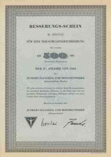 Junkers AG 1960 Dessau K&ouml;then Magdeburg Zittau 500 RM Stuka JU 87 K&ouml;then Halle