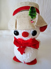 Vintage 1950's Era SNOWMAN with RED BOW & Tan Hat Christmas Ornament Figurine — photo 2