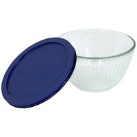 Pyrex Serveware Sculptured 3-cup Bowl, Clear With Blue Lid, New, Free Shipping on sale Pyrex Serveware Sculptured 3-cup Bowl, Clear With Blue Lid, New, Free Shipping on sale