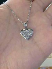 1Ct Round Cut Heart VVS1 Diamond Pendant Solid 14K White Gold Finish Free Chain