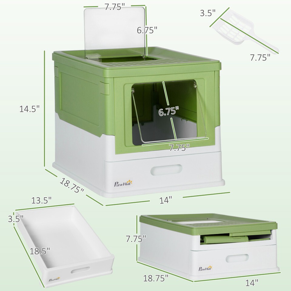 Fully Enclosed Cat Litter Box with Scoop,Hooded Cat Litter House with