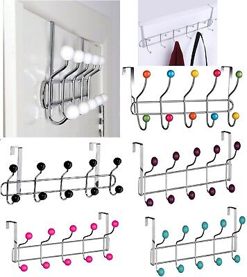 Stainless Steel Door Home Bathroom Kitchen Hanger Rack Holder Shelf 4 hooks
