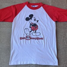 Vintage 70s 80s MICKEY MOUSE Walt Disney World Raglan Ringer Baseball T shirt M