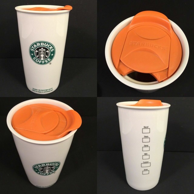 Starbucks Ceramic Travel Mug 2009 Double Wall Tall Paper Cup Design With Top eBay