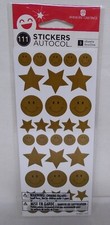 American Greetings Reward Stickers Gold Stars Smiley Faces 3 Sheets 111 Pieces