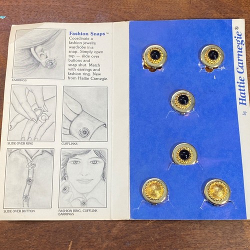 Hattie Carnegie Fashion Jewelry Snaps Button Covers Gold Color 6