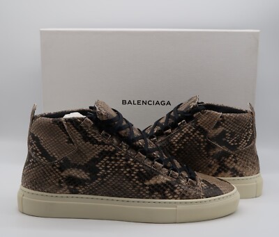 Balenciaga Arena Python Leather Men's Sneakers Beige Natural Size