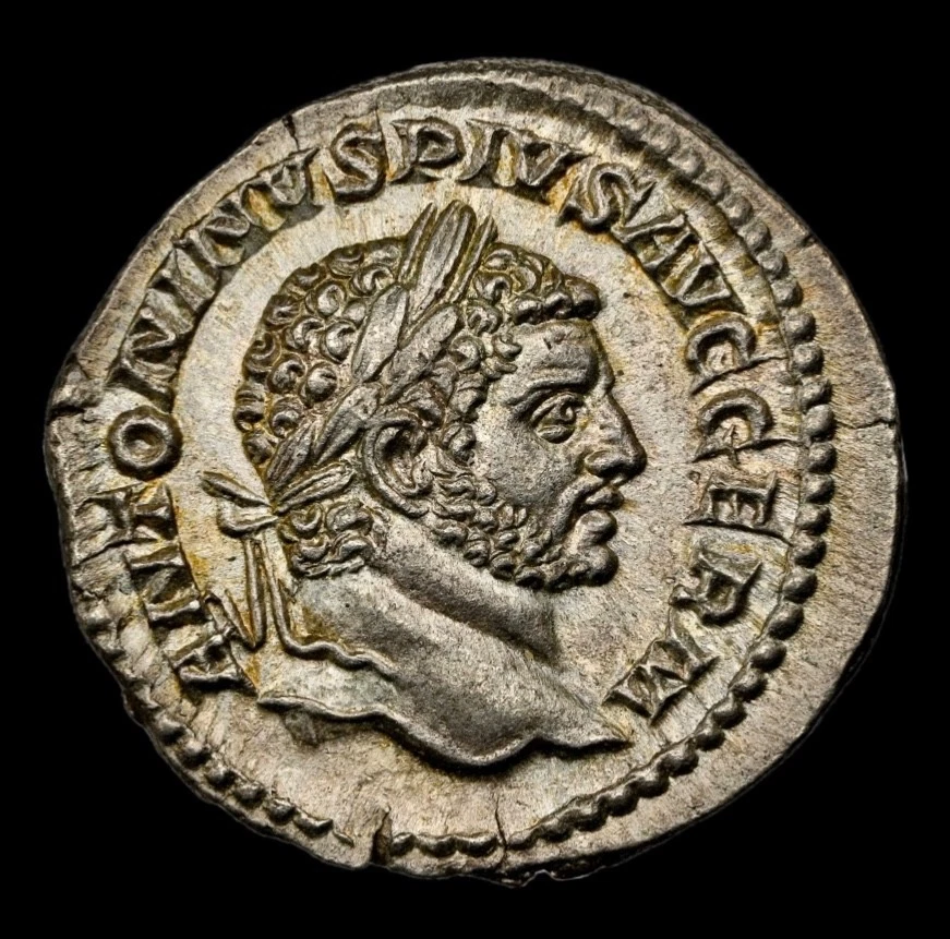 Antigua Caracalla de Plata Romana 198-217 dC Roma AR Denario NGC Elección AU Foto 4 de 4