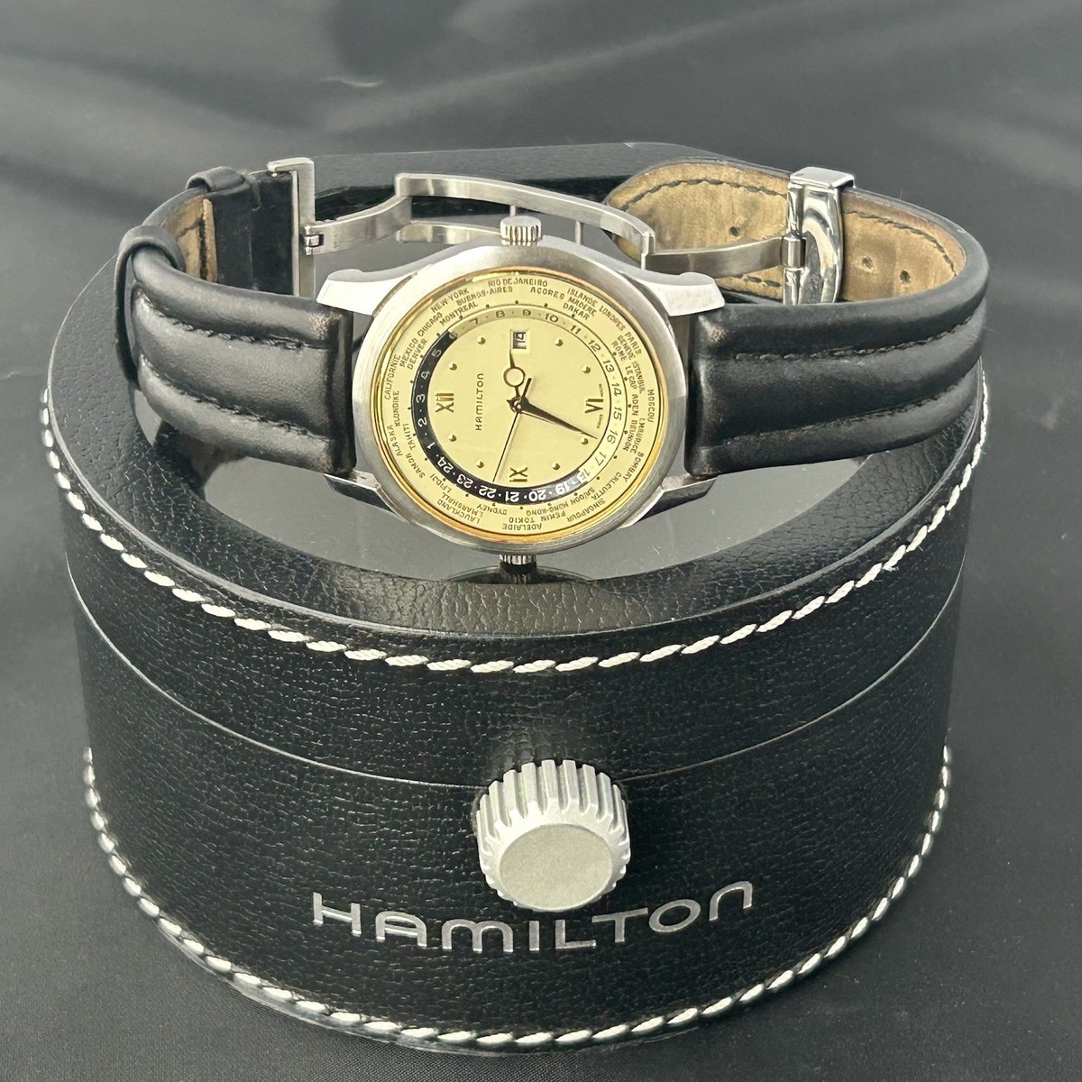 てつ ハミルトン ワールドタイム 8984 ヴィンテージ Rare Mint Hamilton Worldtimer 8984 Swiss Made 38mm Vintage