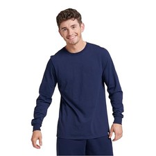  Men's Dri-Power Long Sleeve Tees, Moisture Wicking, Odor Large Navy