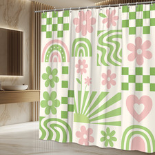 Cute Floral Green and Pink Shower Curtain - Modern Design