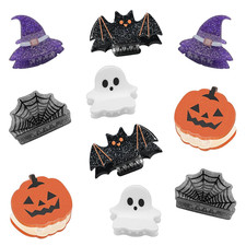 Mini Halloween Hair Claw Clips for Girls Pumpkin Ghost Bat Spider Web Designs, C