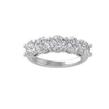 2Ct Lab Grown Diamond 14K White Gold Five-Stone Wedding Band Ring Size 6