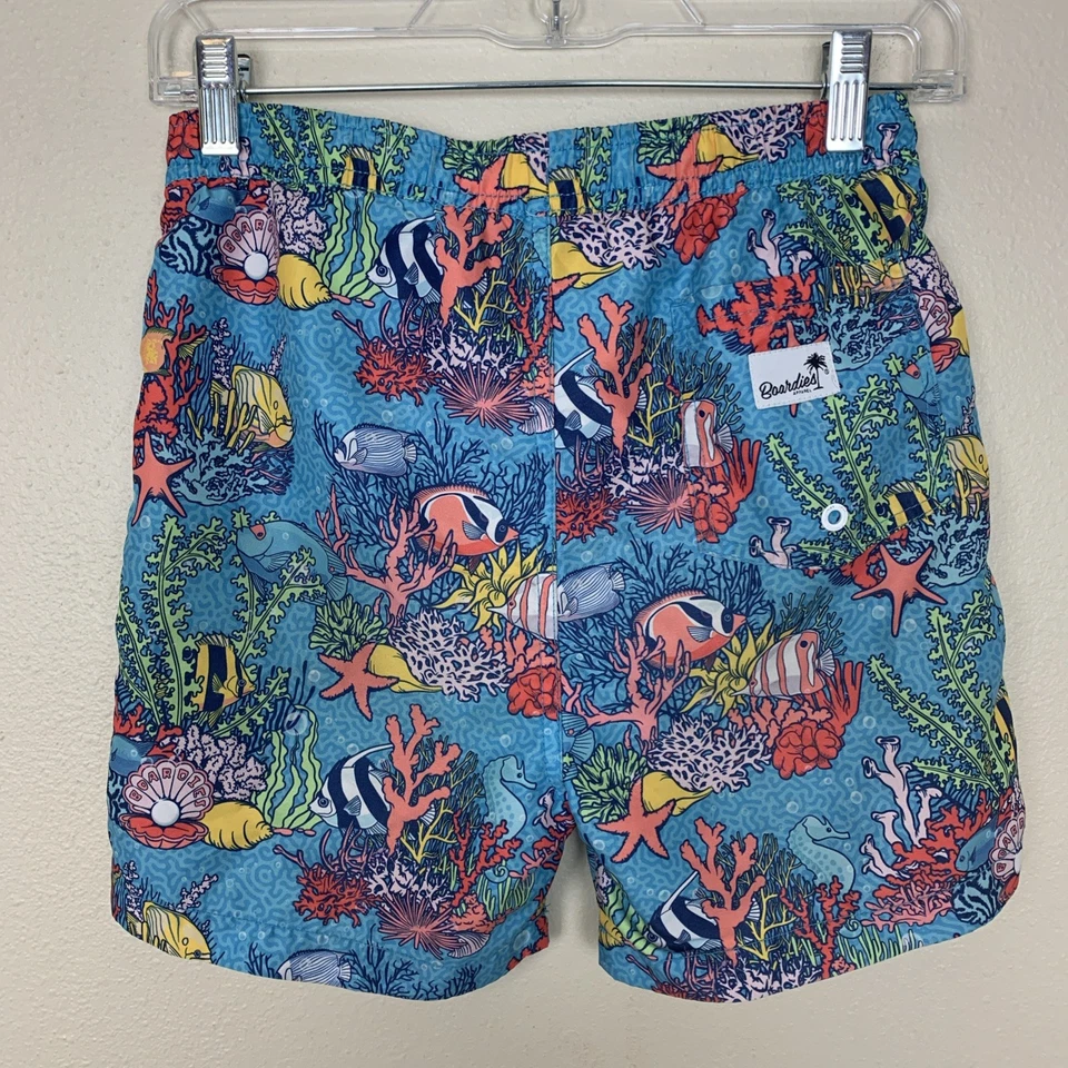 Boardies Niños 9 10 Bañador Azul Pez Bajo el Agua Board Shorts Forrados Colorido Foto 3 de 4