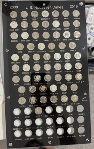 Lot Of 61 Roosevelt Dimes In Capital Holder Inc. 15 Silver Proof And 16 Proof