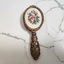 VINTAGE MIRROR SHAPE BRASS COLOR EBMOSSED COM...