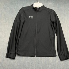 Under Armour Youth Jacket Size L Black Full Zip Mock Neck Slash Pocket Polyester
