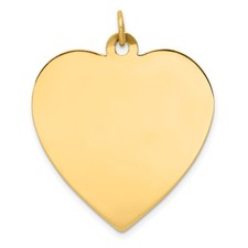 14k Yellow Gold Heart Pendant Engravable Polished Charm for Women Minimalist Jew