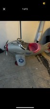U.S. Airplane Pedal Car Ride-On Toy Silver with Red Seat Kids Classic Vehicle