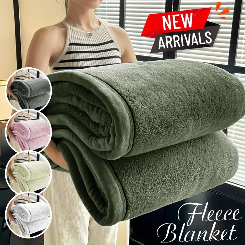 Large Fleece Blanket Super Soft Reversible Bed Sofa Throw Single Double King - Image 1 of 4