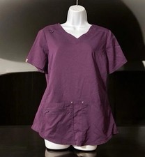 Women Scrubstar Ultimate Purple Short Sleeve Pullover Scrub Top Sz S