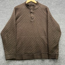 Eddie Bauer Quilted Pullover Sweatshirt Men's Size XXL Brown Snap Neck Casual