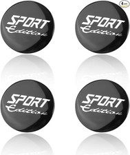 4PCS Car Wheel Hub Center Caps Stickers, Waterproof 56mm Au Color: Sport/Black