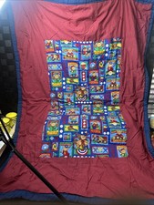 Vintage blue Jean Teddy Crib Blanket Hand Made Late 80  s Early 90  s