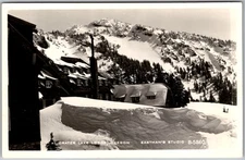 Vintage RPPC Postcard Winter Scene Crater Lake, OR 1950s