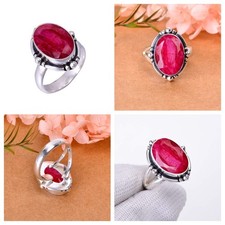 Natural African Red Ruby Ring 925 Sterling Silver Unisex FIne Handmade JewelryAA