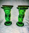 Vintage Fenton Green Hand Torch Bud Posey Vase 4" tall