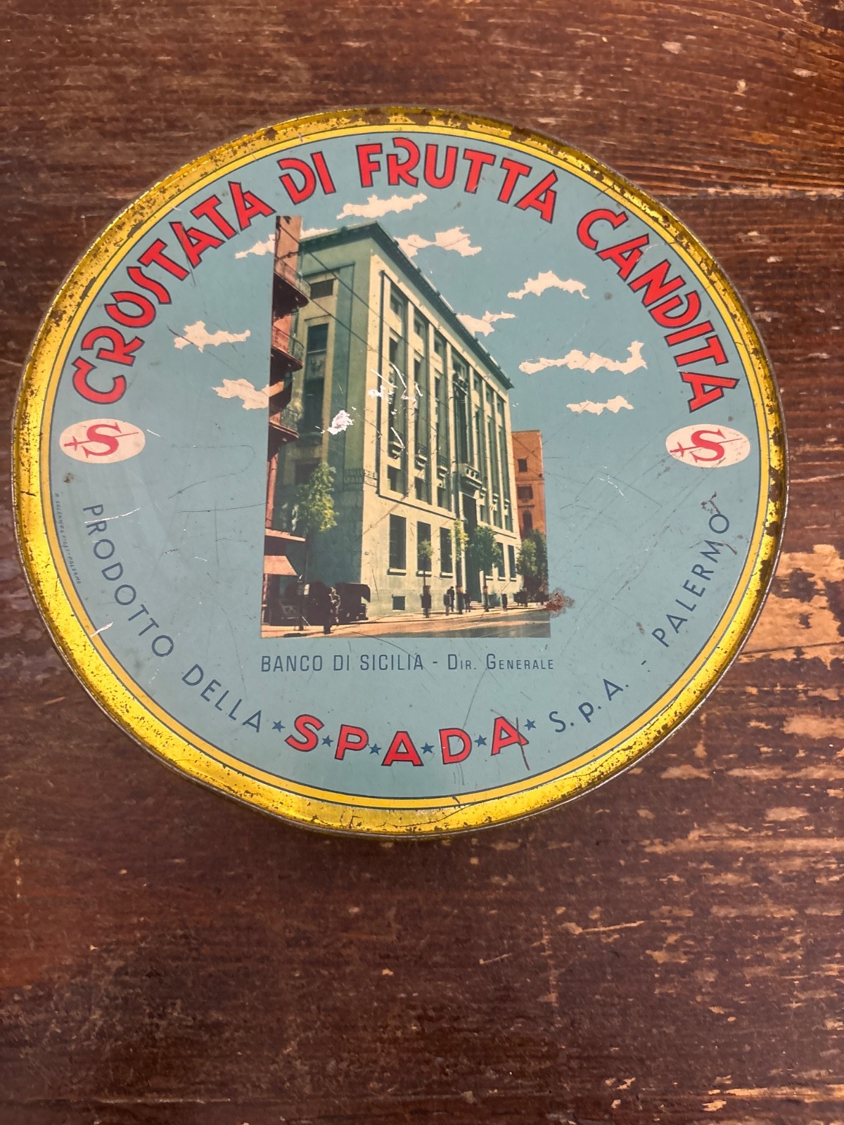 scatola in latta-Cassata-Crostata di Frutta Candita-Spada Palermo anni’30