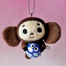 Cheburashka with Pufferfish 4" 10cm  Plush Toy Mascot Keychain Keyring