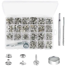 213PCS Canvas Snap Button Kit, Stainless Steel Metal Marine Grade Button Cove...