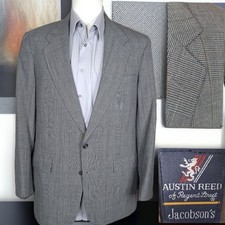 Austin Reed Jacket Blazer Mens 42R Gray Plaid Wool