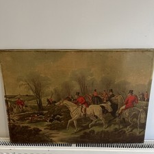Vintage Herring’s Fox Hunting Scene Breaking Cover Horse Lithograph