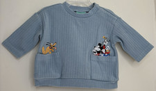 Disney Baby Mickey Mouse  Friends Ribbed Blue Pullover Sweatshirt 0-3M NWOT