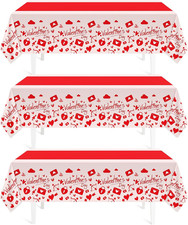 Valentines Day Tablecloth for Valentines Day Decorations Party,3 Pack Disposable