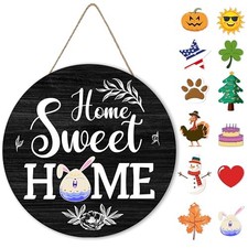 Home Sweet Home Sign Decor, Interchangeable Welcome Home Door Sign Decor For