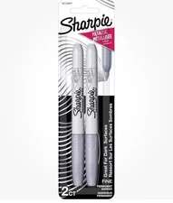 Sharpie Fine Point Metallic Silver Permanent Marker 1 Pack of 2 Markers.