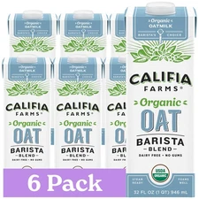 Califia Farms - Organic Oat Barista Blend, 32 Oz (Pack Of 6), Shelf Stable,