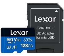 High-Performance 633x 128GB microSDXC UHS-I Card with SD Adapter, C10, U3, V3...