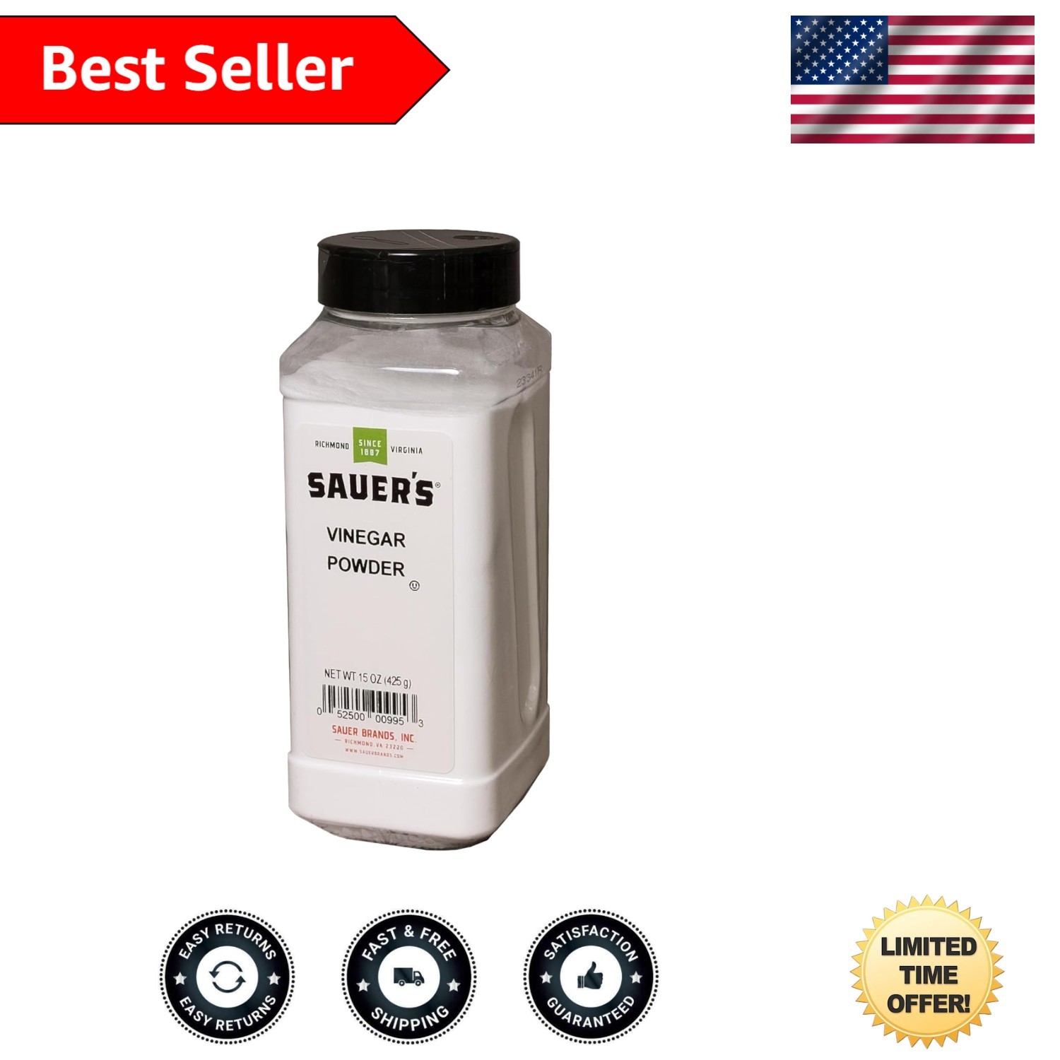 Sauer All Natural Vinegar Powder 15 Ounce - Elevate Your Culinary Creations