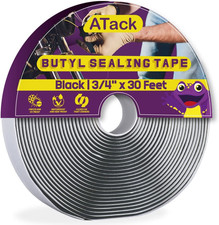 Black Butyl Seal Tape 1/8-Inch X 3/4-Inch X 30-Foot Leak Proof Putty Tape for RV