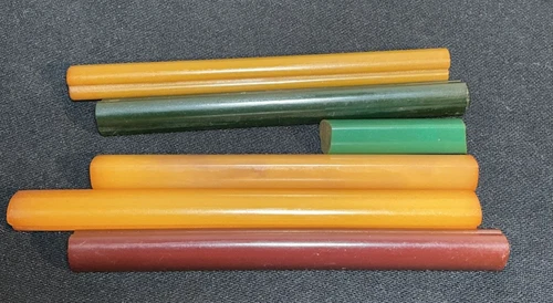 6 Bakelite Rods Partials Heart Shaped for Jewelry Making Vintage Old 132 grams