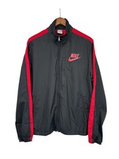 Nike Sportswear Black Red Full Zip Track Jacket Mens M Vintage Y2K Swoosh